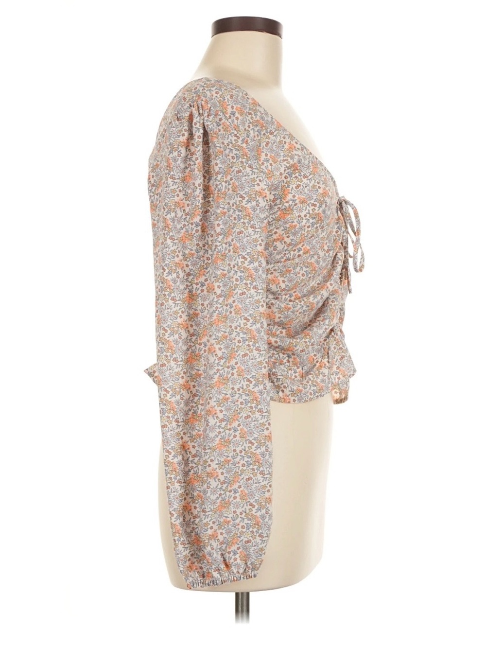 Women’s Floral Drawstring Blouse Cropped - Picture 6 of 7